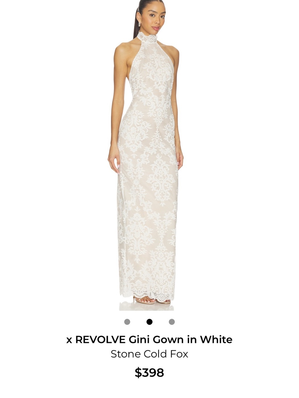 Stone Cold Fox Gini High-Neck Lace Maxi Gown in White